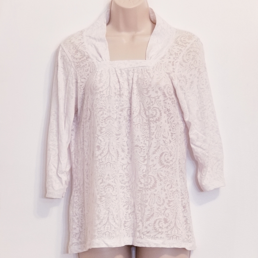 Adorable White Square Neck Semi-Sheer Top